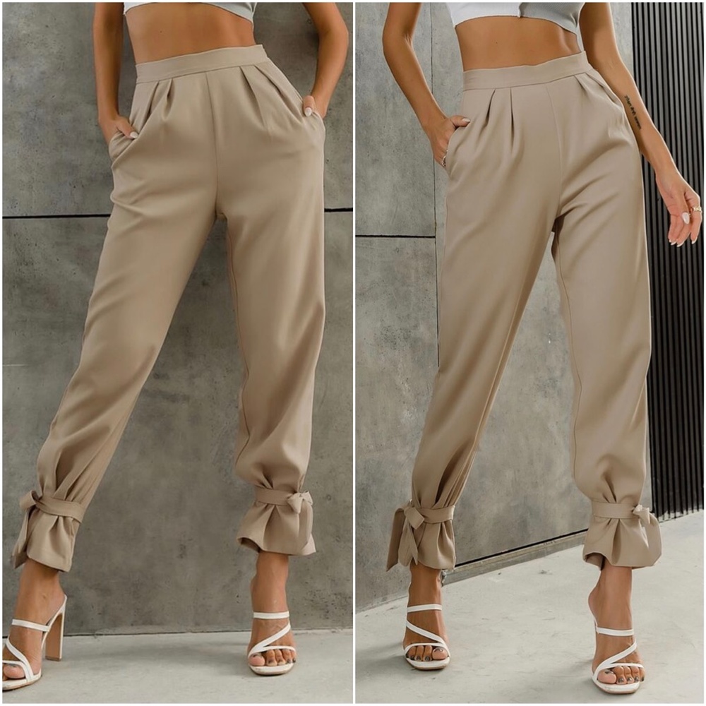 Classic Khaki Tan Ankle Tie Pocket Pants